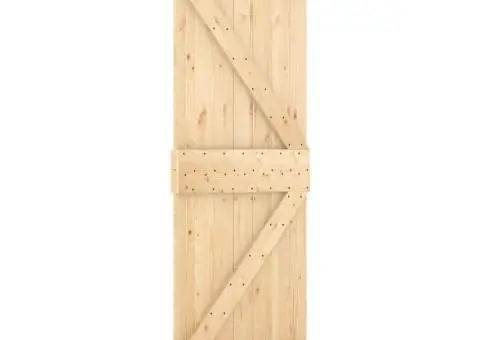 Ușă glisantă cu set de feronerie 70x210 cm, lemn masiv de pin - 3/5