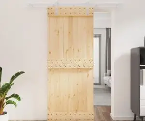 vidaXL Ușă glisantă cu set de feronerie 85x210 cm, lemn masiv de pin