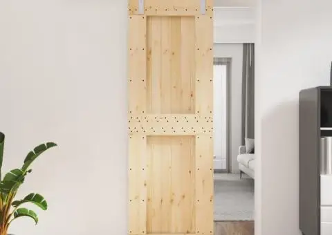 Ușă glisantă cu set de feronerie 70x210 cm, lemn masiv de pin - 1/5