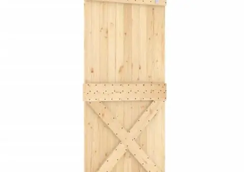 Ușă glisantă cu set feronerie, 90x210 cm, lemn masiv de pin - 2/5