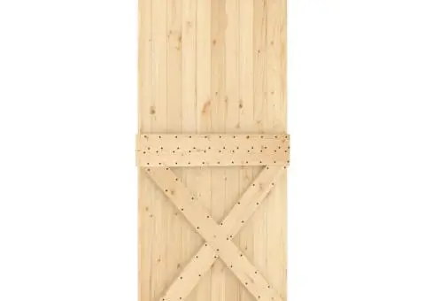 Ușă glisantă cu set feronerie, 90x210 cm, lemn masiv de pin - 3/5