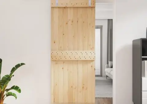 Ușă glisantă cu set de feronerie 80x210 cm, lemn masiv de pin - 1/5