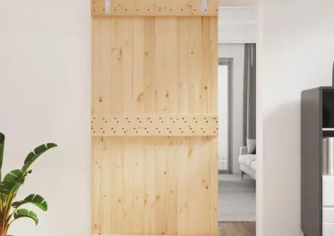 Ușă glisantă cu set feronerie, 100x210 cm, lemn masiv de pin - 1/5