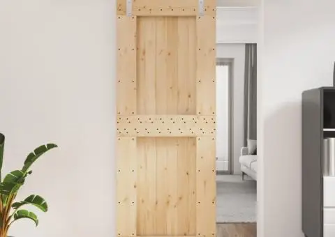 Ușă glisantă cu set de feronerie 80x210 cm, lemn masiv de pin - 1/5