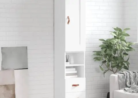 Dulap înalt, alb, 34,5x34x180 cm, lemn prelucrat - 1/5