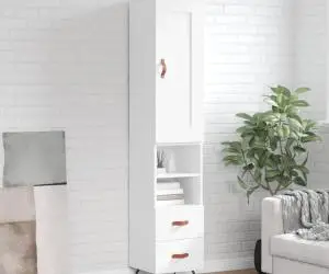 vidaXL Dulap înalt, alb, 34,5x34x180 cm, lemn prelucrat