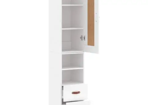 Dulap înalt, alb, 34,5x34x180 cm, lemn prelucrat - 4/5