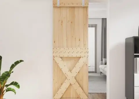 Ușă glisantă cu set de feronerie 70x210 cm, lemn masiv de pin - 1/5