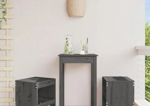Taburete de grădină, 2 buc., gri, 40x36x45 cm, lemn masiv pin - 1/5