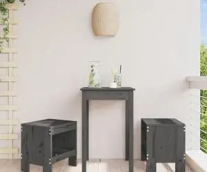 vidaXL Taburete de grădină, 2 buc., gri, 40x36x45 cm, lemn masiv pin