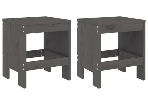 Taburete de grădină, 2 buc., gri, 40x36x45 cm, lemn masiv pin - 2/5