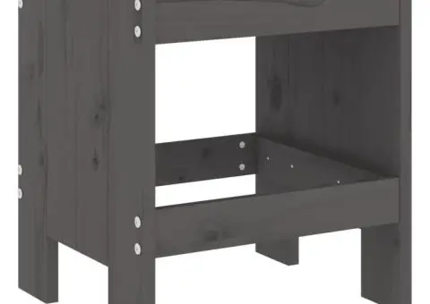 Taburete de grădină, 2 buc., gri, 40x36x45 cm, lemn masiv pin - 3/5