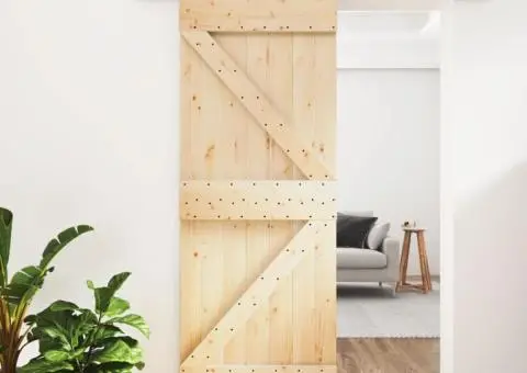 Ușă glisantă cu set de feronerie 70x210 cm, lemn masiv de pin - 1/5