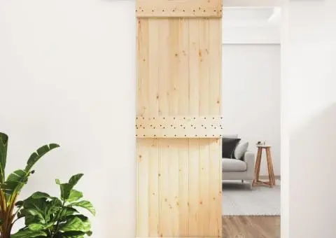 Ușă glisantă cu set de feronerie 70x210 cm, lemn masiv de pin - 1/5