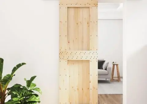 Ușă glisantă cu set de feronerie 70x210 cm, lemn masiv de pin - 1/5