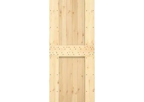 Ușă glisantă cu set de feronerie 70x210 cm, lemn masiv de pin - 4/5