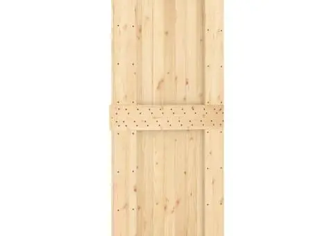 Ușă glisantă cu set de feronerie 85x210 cm, lemn masiv de pin - 3/5