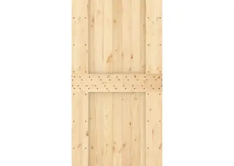 Ușă glisantă cu set de feronerie 85x210 cm, lemn masiv de pin - 4/5