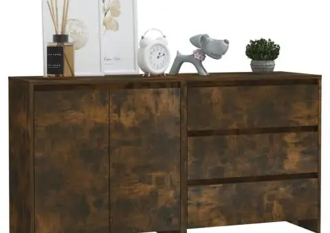 Servantă, 2 piese, stejar fumuriu, lemn prelucrat - 3/5