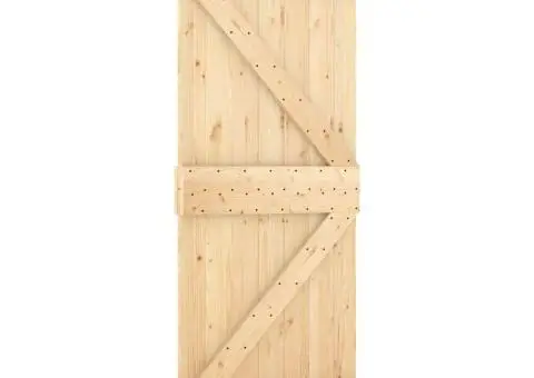 Ușă glisantă cu set de feronerie 85x210 cm, lemn masiv de pin - 3/5