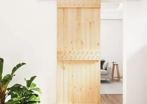 Ușă glisantă cu set de feronerie 80x210 cm, lemn masiv de pin - 1/5