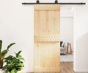 vidaXL Ușă glisantă cu set de feronerie 80x210 cm, lemn masiv de pin