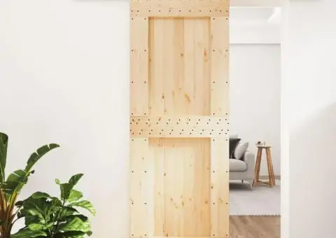 Ușă glisantă cu set de feronerie 80x210 cm, lemn masiv de pin - 1/5