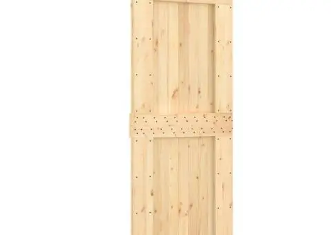 Ușă glisantă cu set de feronerie 80x210 cm, lemn masiv de pin - 2/5