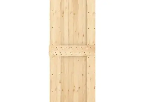 Ușă glisantă cu set de feronerie 80x210 cm, lemn masiv de pin - 3/5