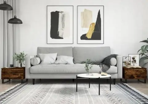 Mese de cafea 2 buc. stejar fumuriu 50x46x35 cm lemn compozit - 1/5