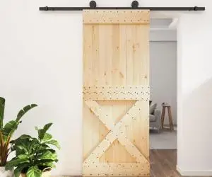 vidaXL Ușă glisantă cu set de feronerie 85x210 cm, lemn masiv de pin