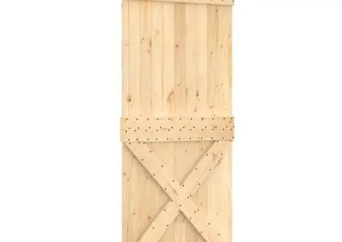 Ușă glisantă cu set de feronerie 85x210 cm, lemn masiv de pin - 2/5