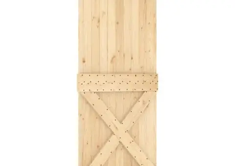 Ușă glisantă cu set de feronerie 85x210 cm, lemn masiv de pin - 3/5