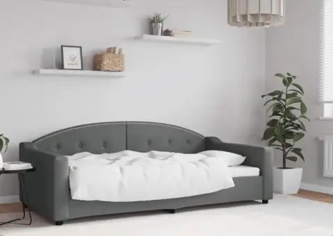 Cadru de pat, gri închis, 90x190 cm, material textil - 1/5