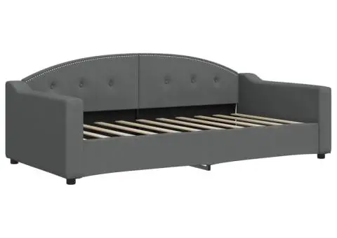 Cadru de pat, gri închis, 90x190 cm, material textil - 2/5