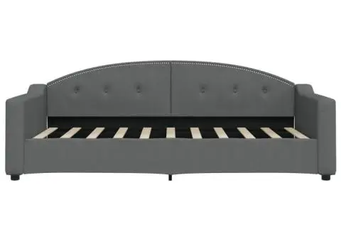 Cadru de pat, gri închis, 90x190 cm, material textil - 3/5