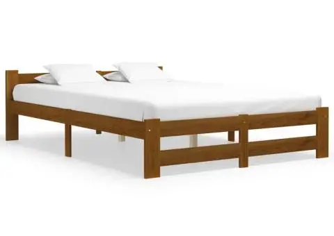 Cadru de pat, maro miere, 120 x 200 cm, lemn masiv de pin - 1/5