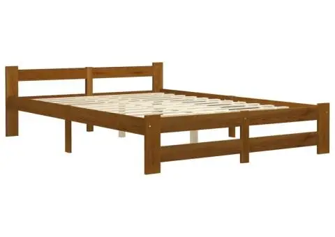 Cadru de pat, maro miere, 120 x 200 cm, lemn masiv de pin - 2/5