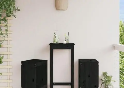 Taburete de bar, 2 buc., negru, 40x36x75 cm, lemn masiv de pin - 1/5