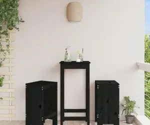 vidaXL Taburete de bar, 2 buc., negru, 40x36x75 cm, lemn masiv de pin