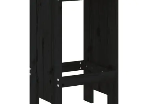 Taburete de bar, 2 buc., negru, 40x36x75 cm, lemn masiv de pin - 3/5