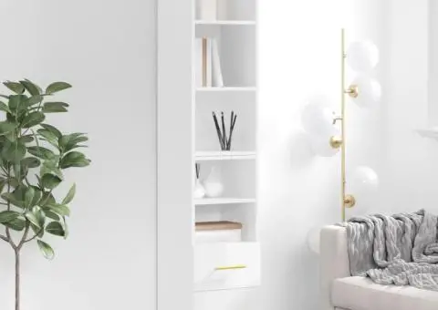 Dulap înalt, alb extralucios, 34,5x34x180 cm, lemn prelucrat - 1/5