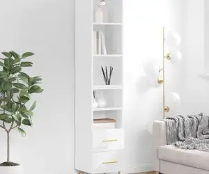 vidaXL Dulap înalt, alb extralucios, 34,5x34x180 cm, lemn prelucrat