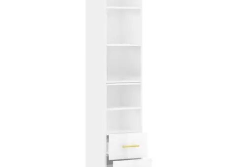 Dulap înalt, alb extralucios, 34,5x34x180 cm, lemn prelucrat - 4/5