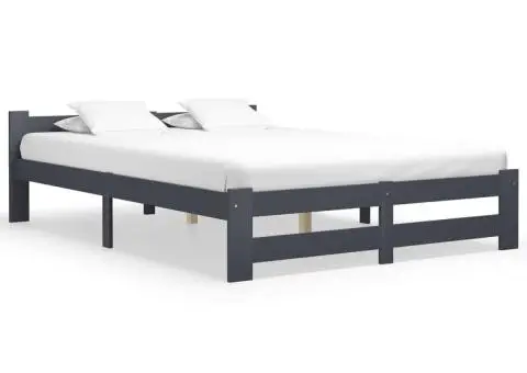 Cadru de pat, gri închis, 180x200 cm, lemn masiv de pin - 1/5