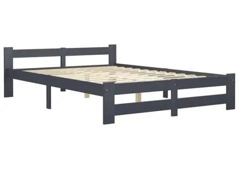 Cadru de pat, gri închis, 180x200 cm, lemn masiv de pin - 2/5