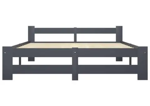 Cadru de pat, gri închis, 180x200 cm, lemn masiv de pin - 3/5