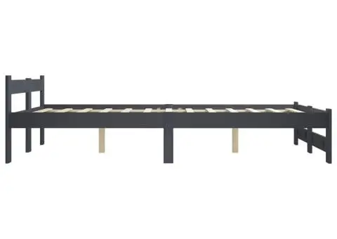 Cadru de pat, gri închis, 180x200 cm, lemn masiv de pin - 4/5