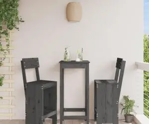 vidaXL Taburete de bar, 2 buc., gri, 40x48,5x115,5 cm, lemn masiv pin