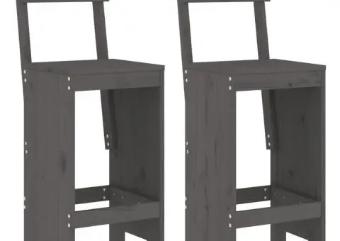 Taburete de bar, 2 buc., gri, 40x48,5x115,5 cm, lemn masiv pin - 2/5